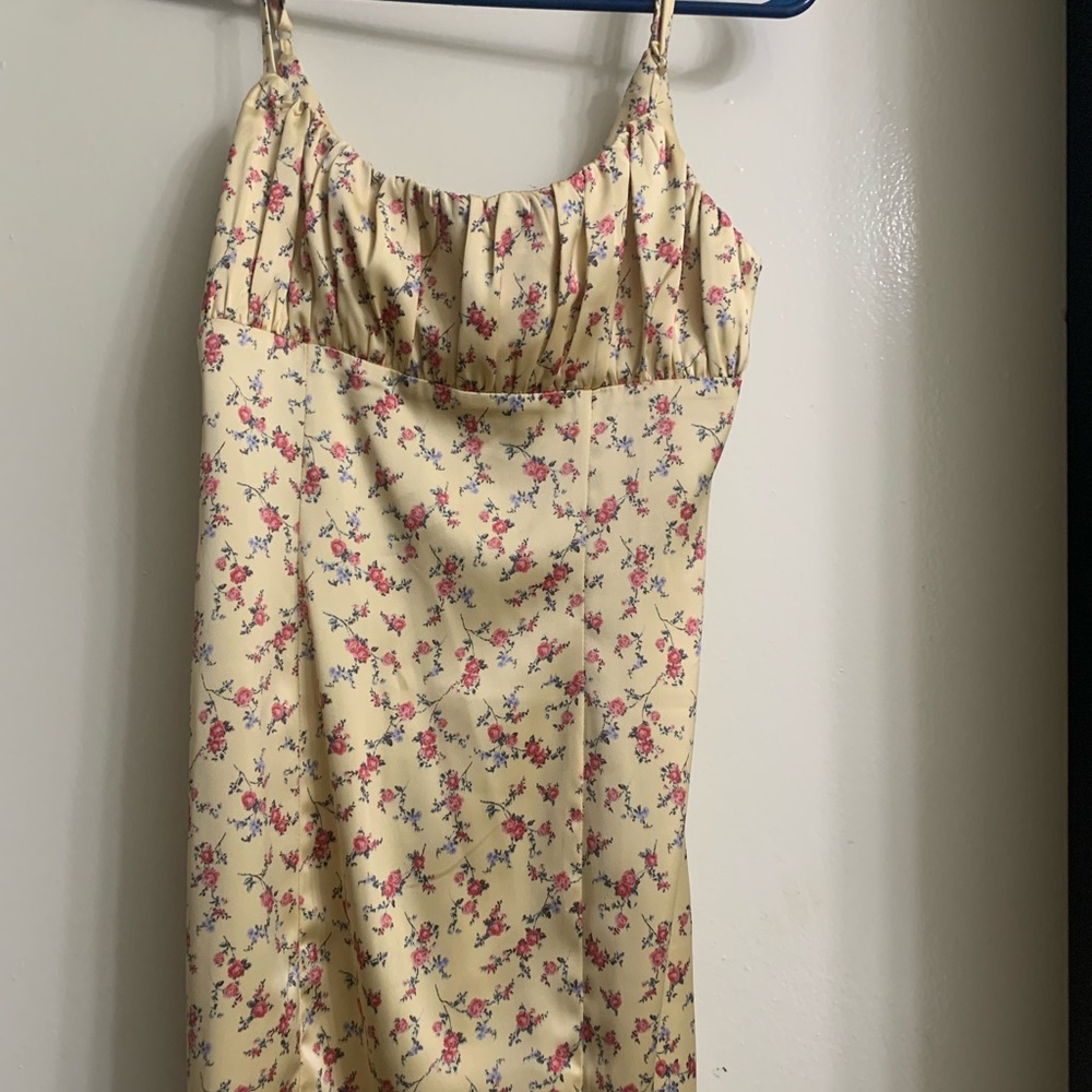 Yellow silk flower dress